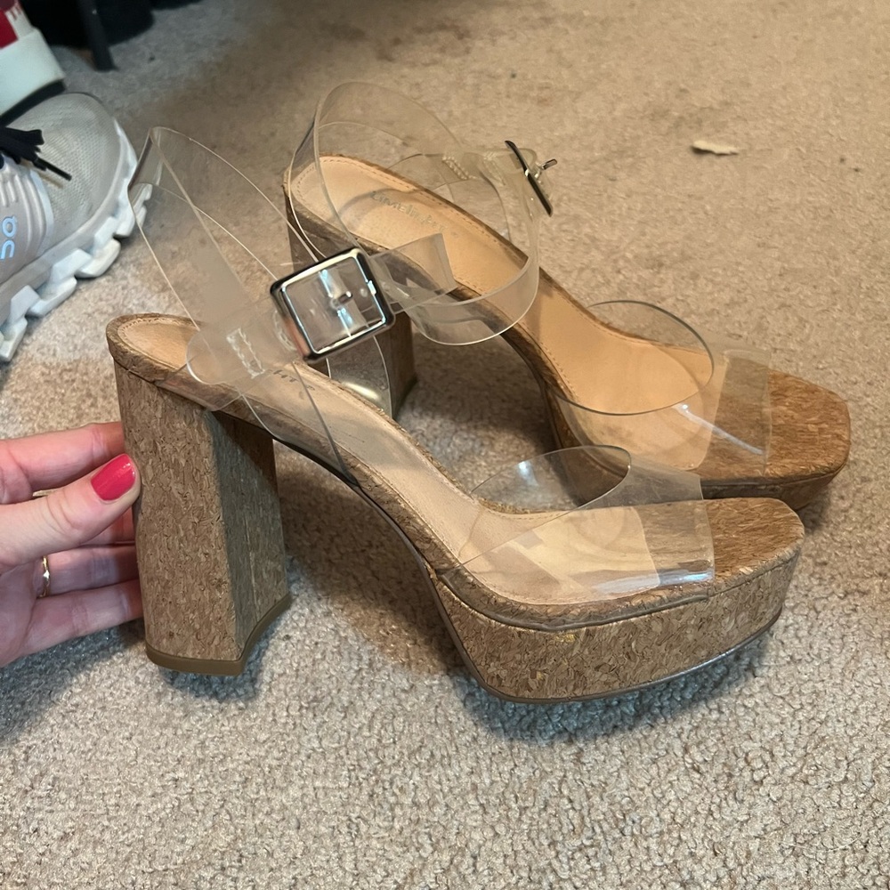 Clear Block Heel Sandals